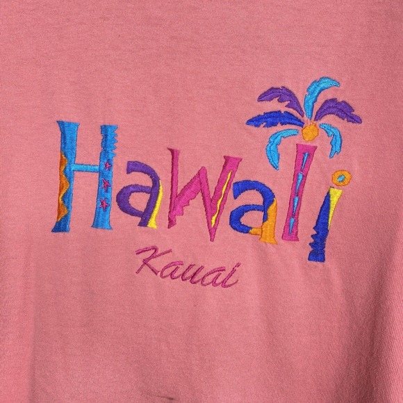 Vintage Hawaii Kauai Shirt Womens Extra Large Embroidered Destination Tee Anvil - Picture 7 of 9
